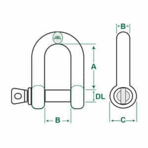 STAINLESS STEEL DEE TYPE SHACKLE SCREW PIN