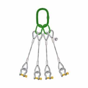 FOUR LEG STEEL WIRE ROPE BRIDLE SLING WITH BOW-SHAPED SHACKLE SCREW PIN