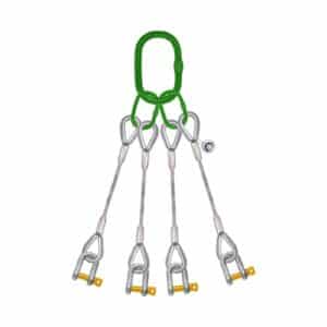 FOUR LEG STEEL WIRE ROPE BRIDLE SLING WITH D-SHAPED SHACKLE SCREW PIN