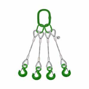 FOUR LEG STEEL WIRE ROPE BRIDLE SLING WITH EYE SLING HOOK LATCH TYPE