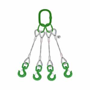 FOUR LEG STEEL WIRE ROPE BRIDLE SLING WITH SWIVEL SLING HOOK