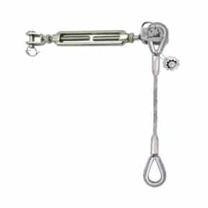 ONE SIDE TURNBUCKE JAW TO JAW AND OTHER SIDE ONE LEG WIRE ROPE SLING WITH THIMBLE EYE