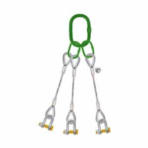THREE LEG STEEL WIRE ROPE BRIDLE SLING WITH D-SHAPED SHACKE BOLT TYPE