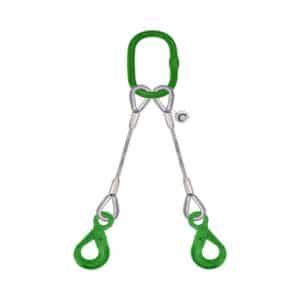 TWO LEG STEEL WIRE ROPE BRIDLE SLING WITH EYE SELF LOCKING HOOK
